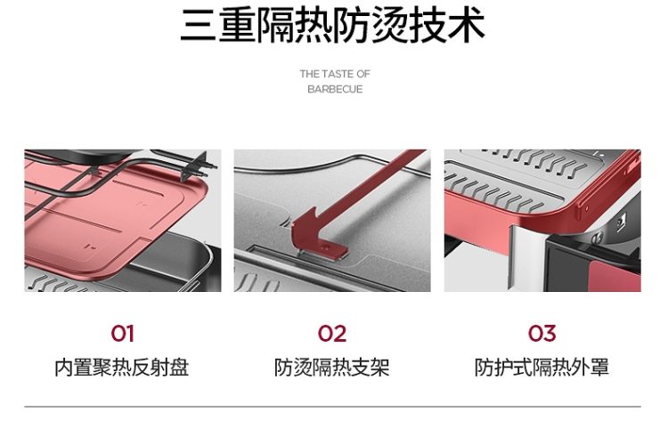 法诗缇 家用无烟不粘电烤盘 进口材质制成 534*290*95mm 图16