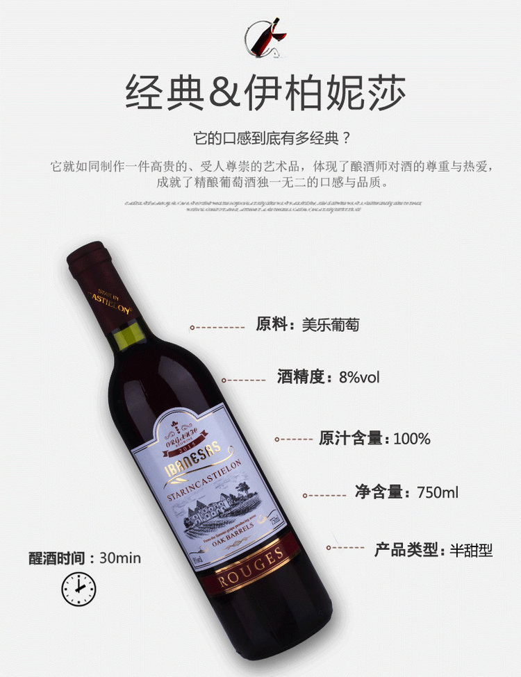 西班牙原瓶 甜红酒半干红葡萄酒 礼盒套餐 2瓶+礼盒+开瓶器 图4