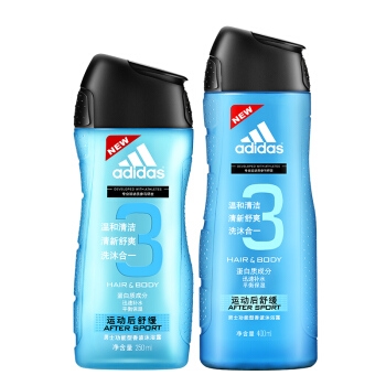 adidas 阿迪达斯 男士香波沐浴露套装 （运动后舒缓400ml+250ml） *2件 图1