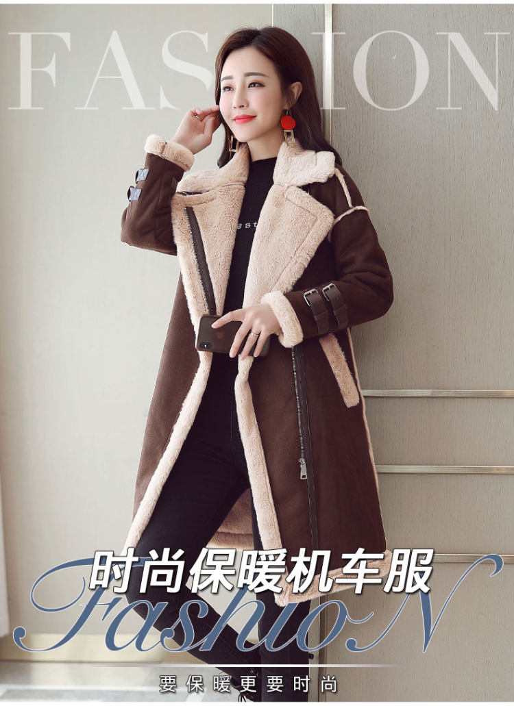 女士皮毛一体羊羔毛外套 图1