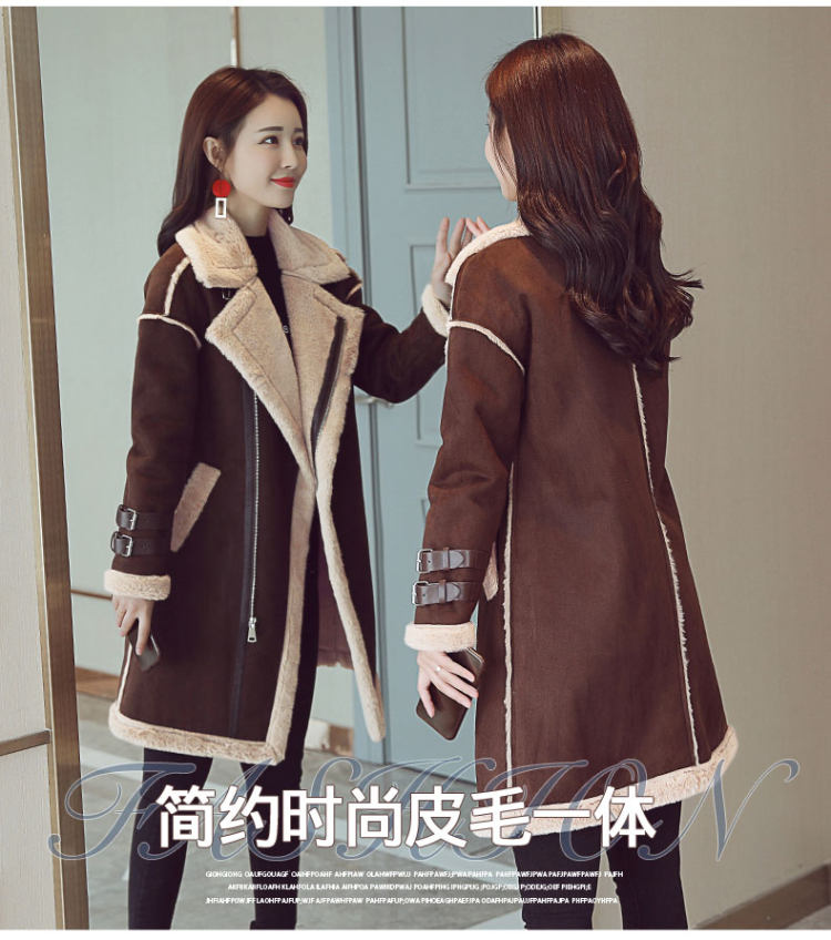 女士皮毛一体羊羔毛外套 图3