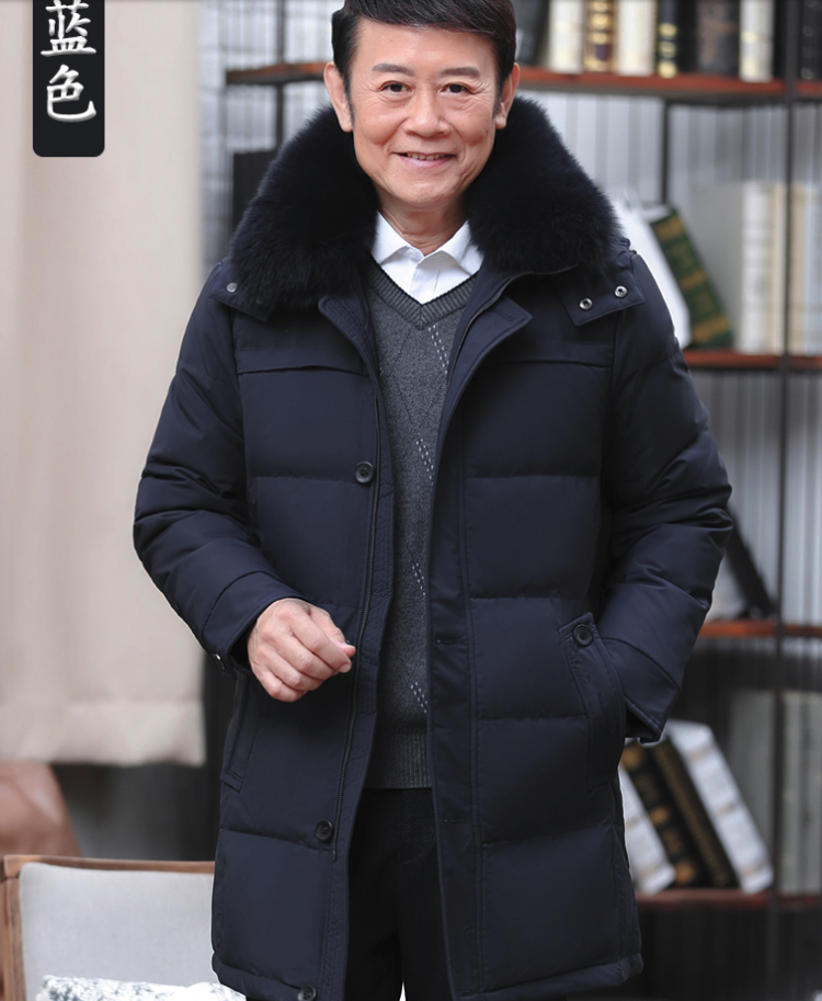 肯库 200-250g充绒800蓬 90%白鸭绒 中老年男士羽绒服 图8