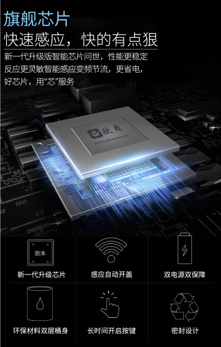 德国原产 欧本 最新款 可充电 自动感应垃圾桶 9L 0.3s开盖 图6