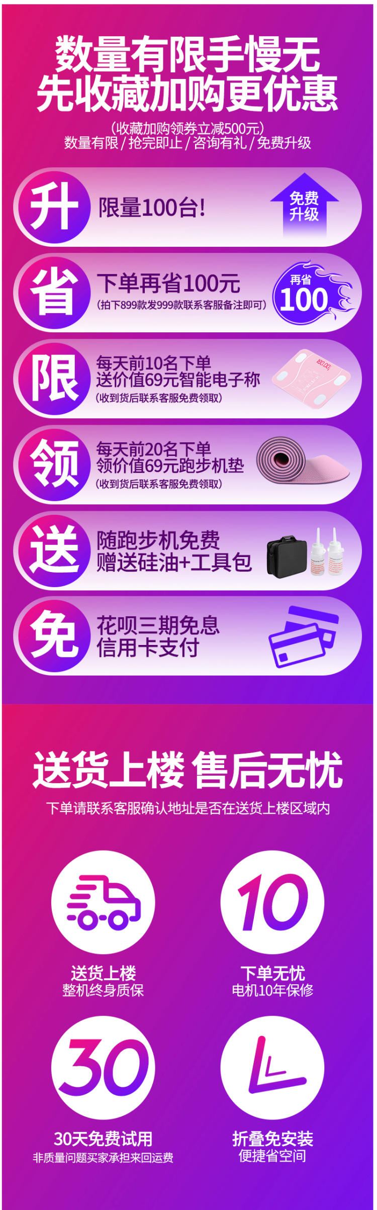 仅占0.3㎡ 百派 智能APP版 可折叠静音跑步机 图3