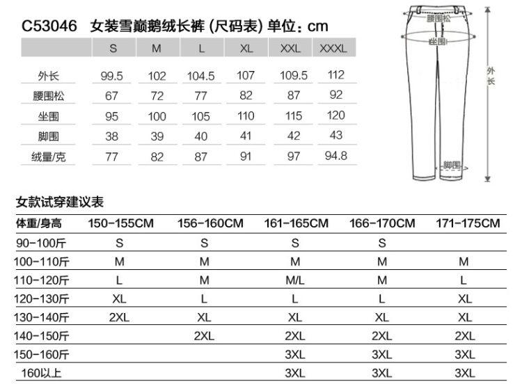 君羽 18冬季款 103克800蓬90%鹅绒 防风雪 男女加厚羽绒裤 可抗-15℃ 图14