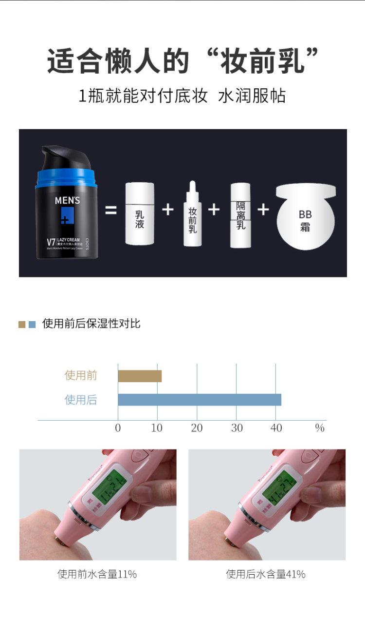 洁芙泉 男士V7懒人素颜霜50g 图8