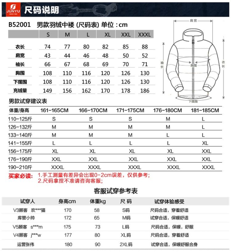 君羽 800蓬160克90%鹅绒 男中长款羽绒服 可抗-15℃ 图6