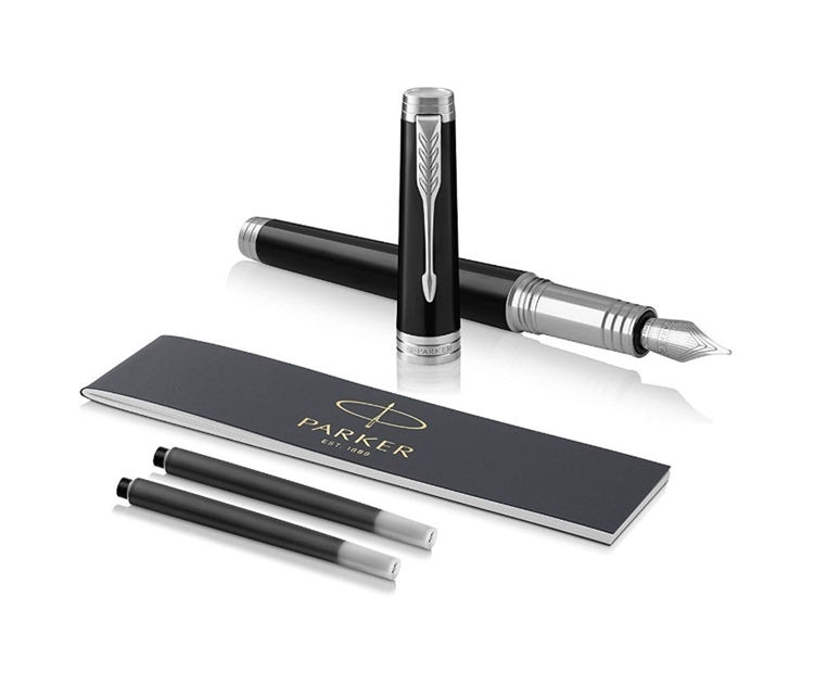 PARKER 派克 Premier首席系列 钢笔 F尖 纯黑丽雅白夹 图1