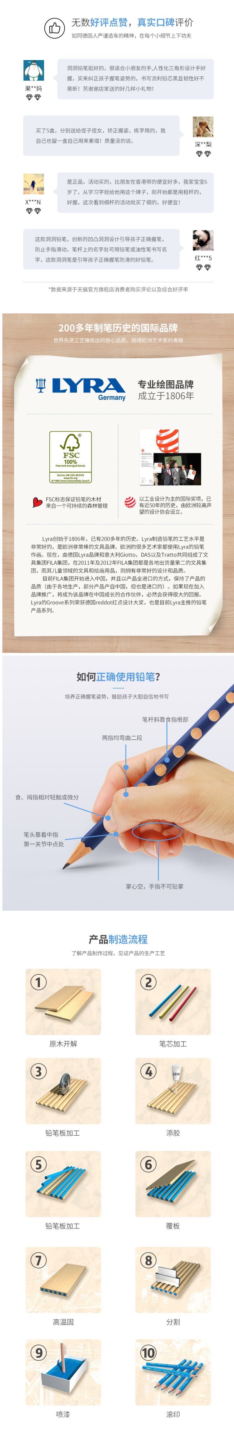 世界最悠久的铅笔制造商 德国 艺雅 LYRA 小学生洞洞铅笔 HB 48支 图2