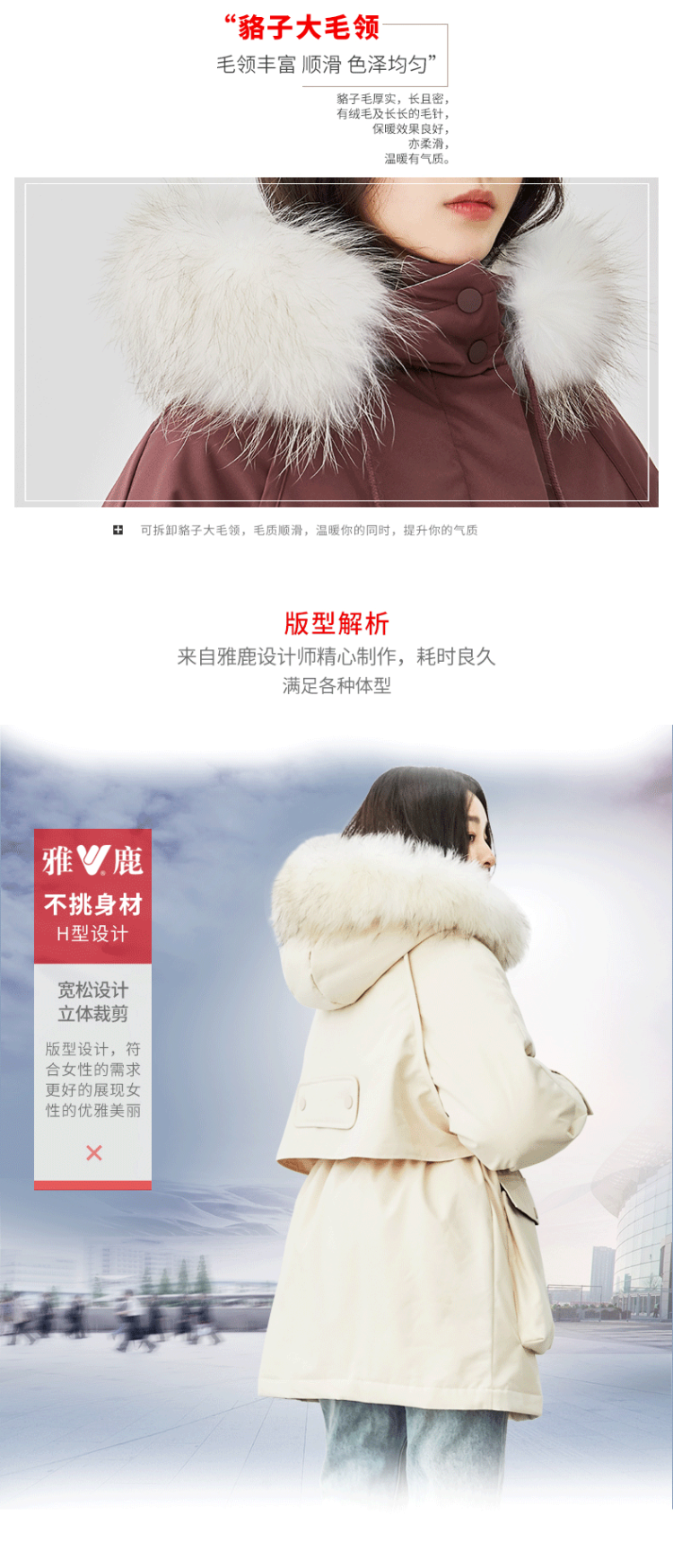雅鹿 貉子毛领羽绒服 厚实灰鸭绒充填 我给灰鸭绒打CALL 图4