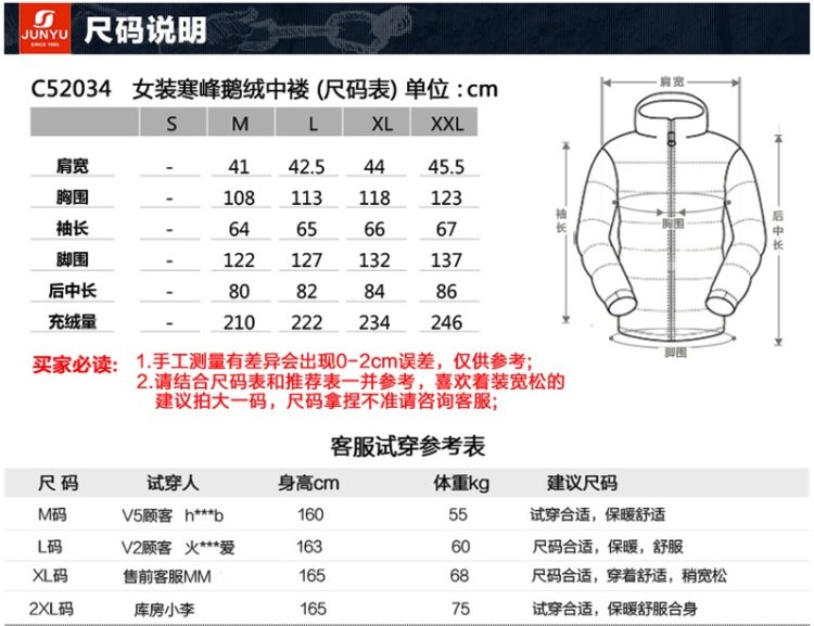 君羽 800蓬210克90%鹅绒 防风防雪 女中长款加厚羽绒服 加厚大毛领 可抗-30℃ 图14
