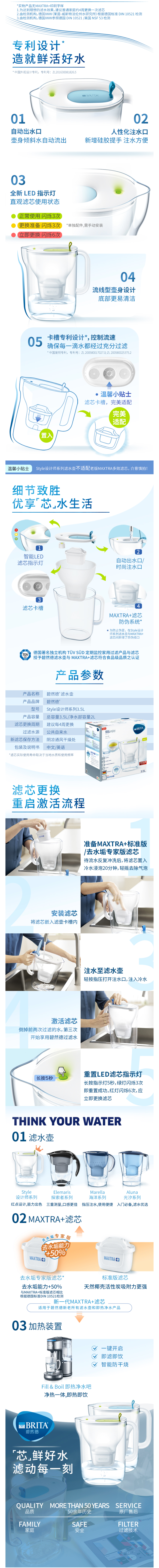碧然德 Style设计师系列 净水壶 3.5L+去水垢加强版滤芯6枚 图2