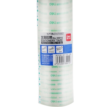 deli 得力 30015 文具胶带 12mmX30y(27.4米) 12卷装 *3件 图4