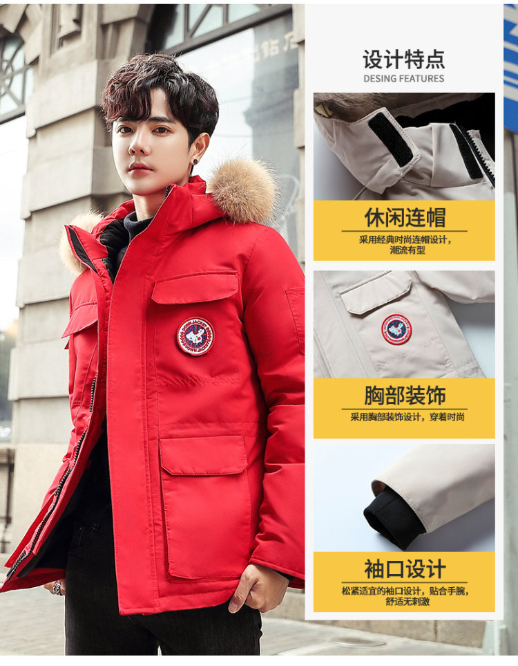 吉普盾 工装貉子毛领羽绒服 加拿大鹅同款 图2