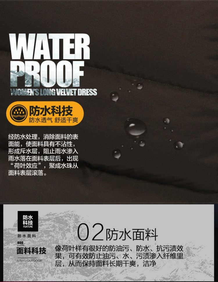 小神价 君羽 152克800蓬90%鹅绒 貉子毛领女长款羽绒服 可抗-15℃ 图7