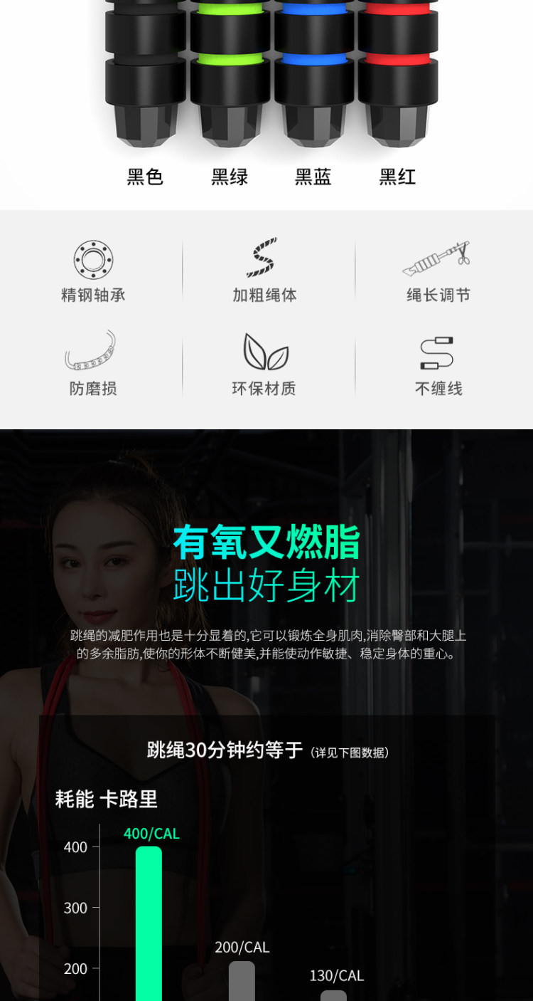 专业负重钢丝跳绳减肥健身 图3