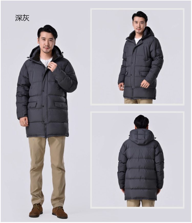 君羽 18冬季款 800蓬221克90%鹅绒 男中长款重装羽绒服 图16