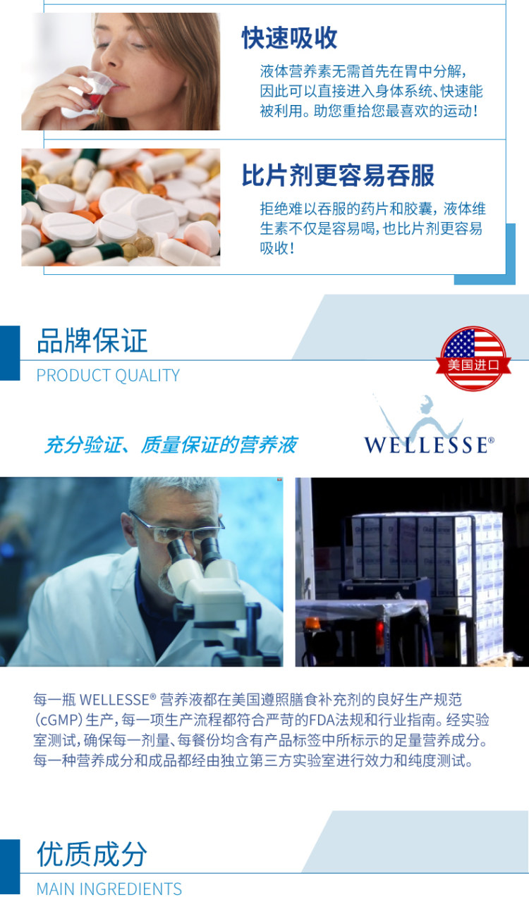 美国 Wellesse 液体氨基葡萄糖维骨力 关节营养液 480ml 图2