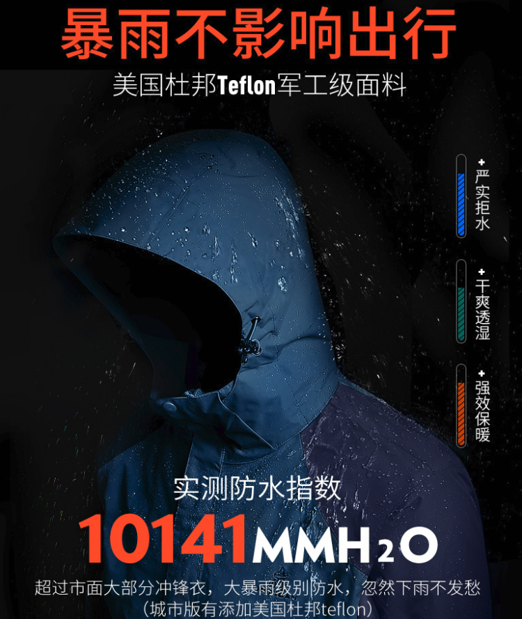 稻草人 男女三合一冲锋衣 YKK拉链 图4