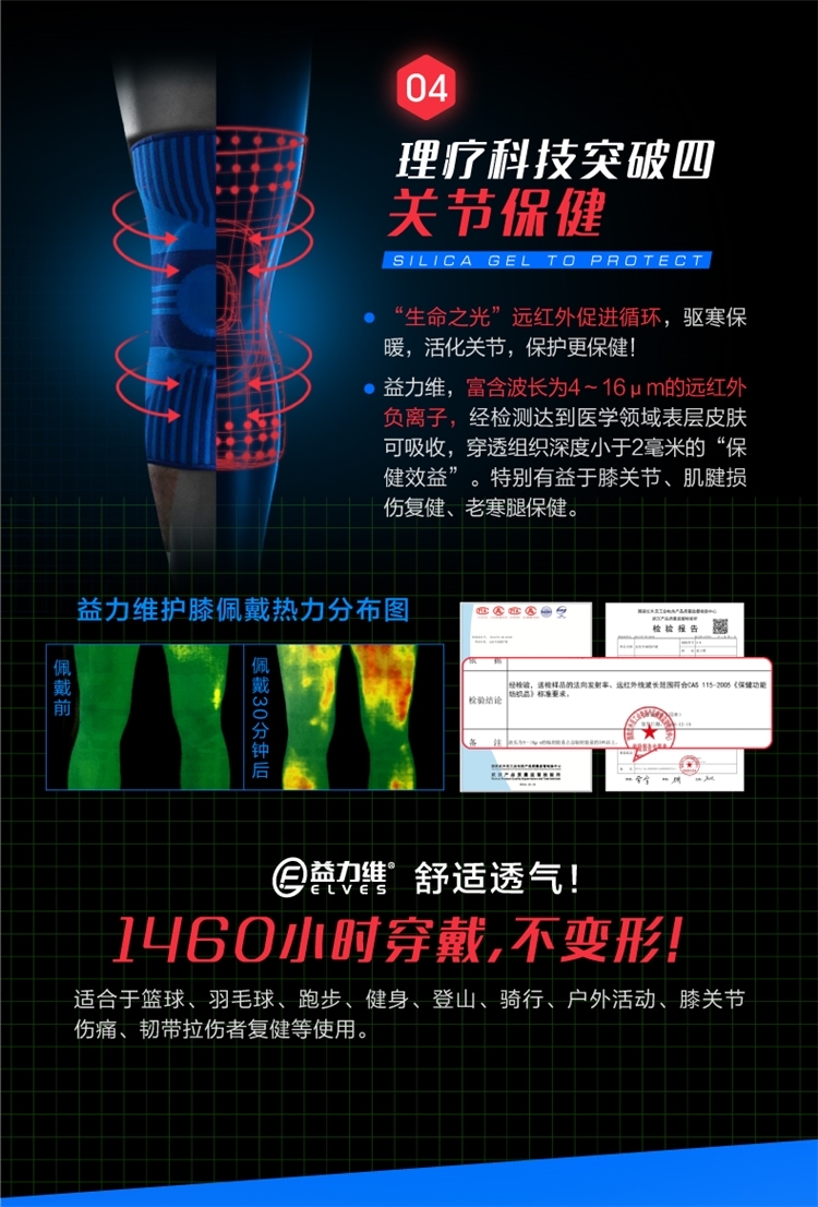 美国FDA认证 益力维 远红外减震护膝 运动护具 图6