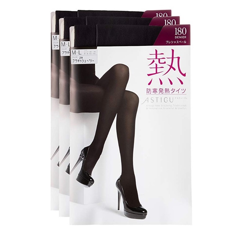 中亚Prime会员： ATSUGI 厚木 防寒发热系列 TL1051 女士连裤袜 180D 3双装 *2件 图3