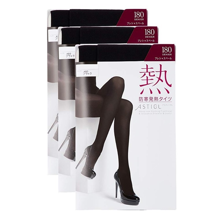 中亚Prime会员： ATSUGI 厚木 防寒发热系列 TL1051 女士连裤袜 180D 3双装 *2件 图2