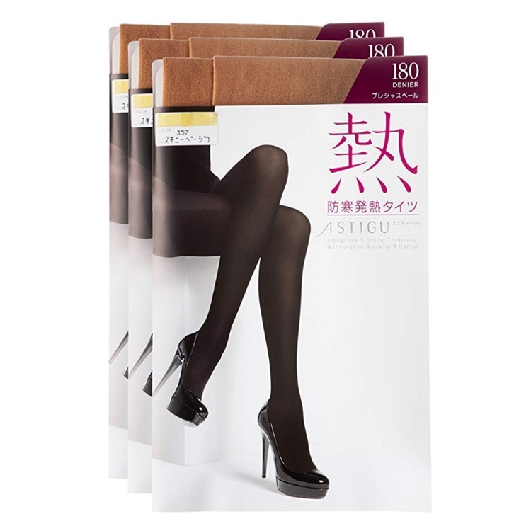 中亚Prime会员： ATSUGI 厚木 防寒发热系列 TL1051 女士连裤袜 180D 3双装 *2件 图1