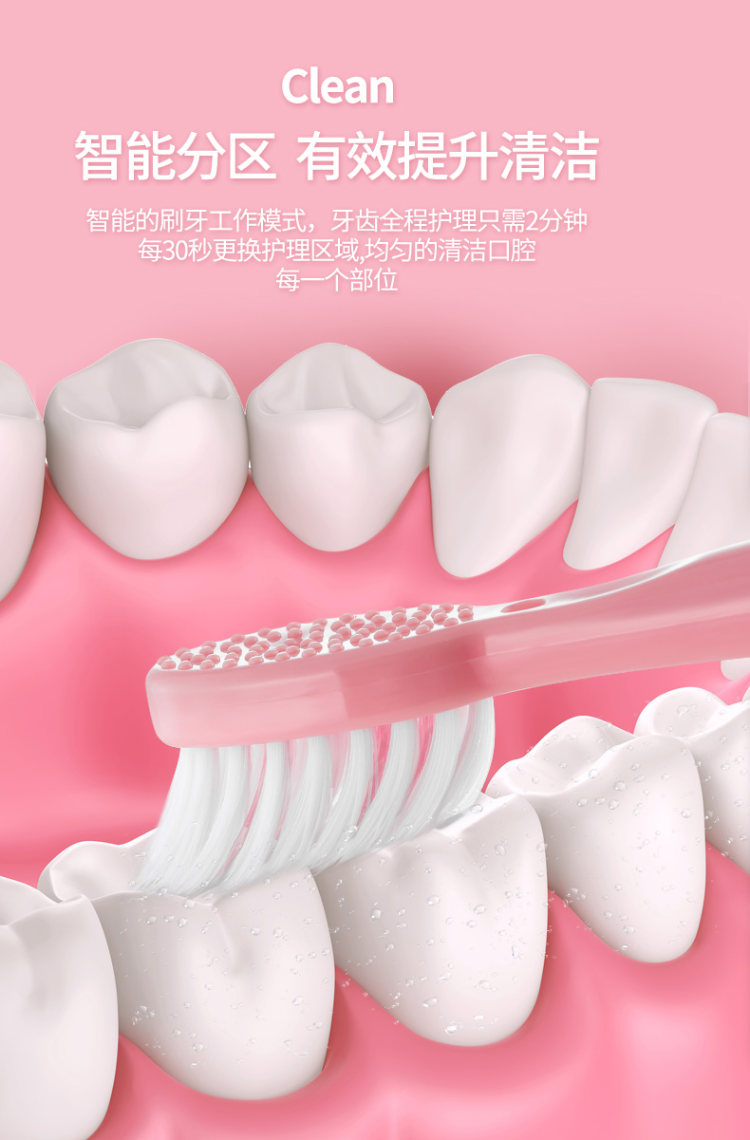 希尔顿 成人电动牙刷 柔软杜邦刷毛 3个刷头 图5