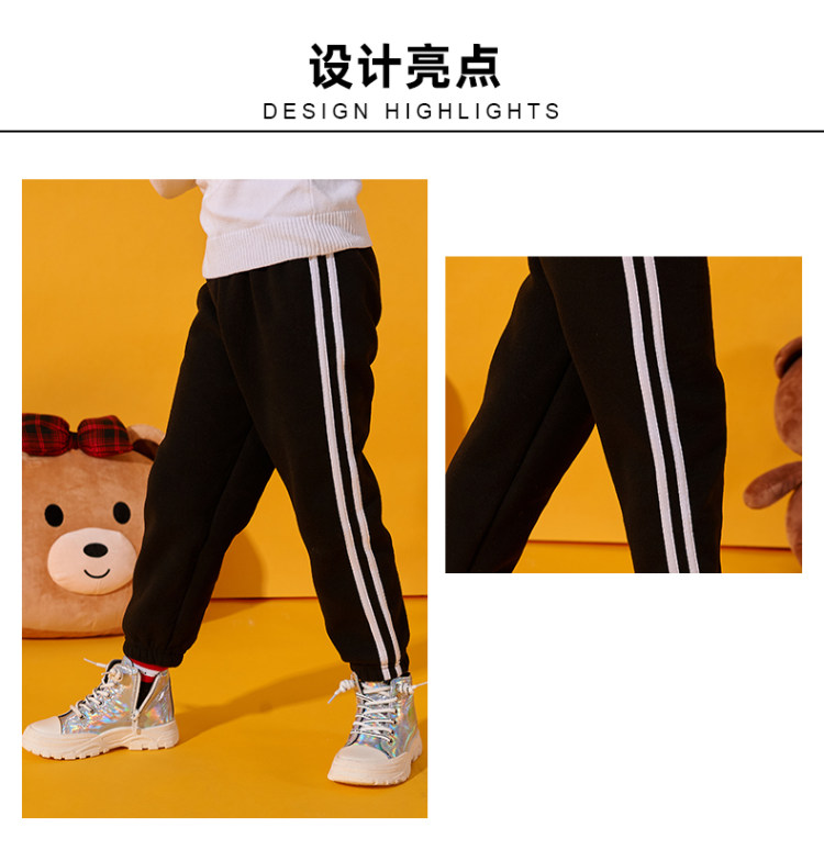 杰米熊 男女童冬加厚羊羔绒休闲运动裤 图4