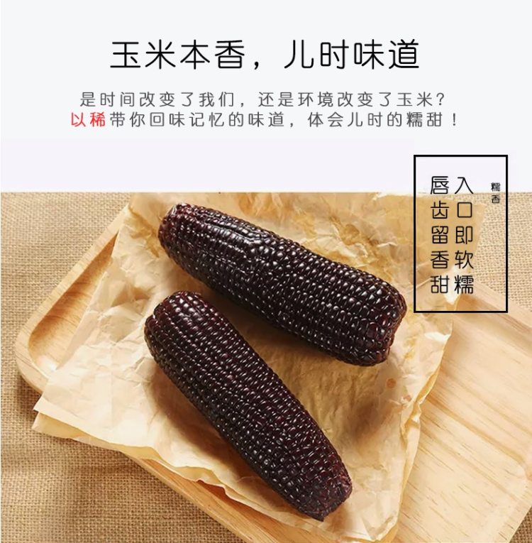以稀 新疆有机富硒黑糯/黄糯玉米棒 6黑4黄共10根净重5斤 真空包装 图4