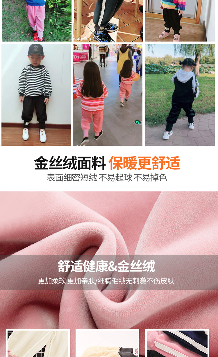 儿童洋气羊羔绒保暖裤男童加绒裤子宝宝运动长裤女童金丝绒棉裤潮 图2