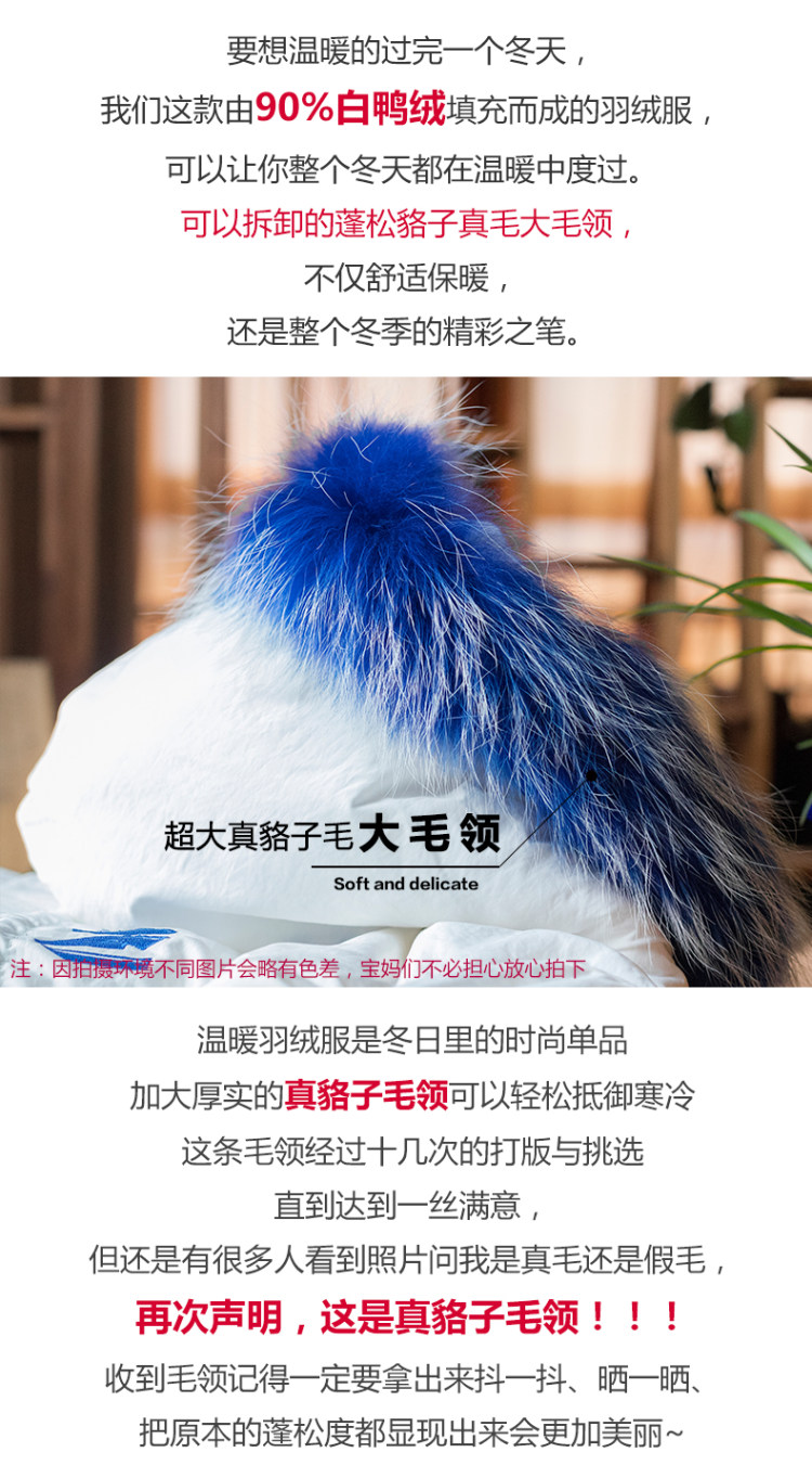 真貉子毛领 女童韩版加厚羽绒服 图2