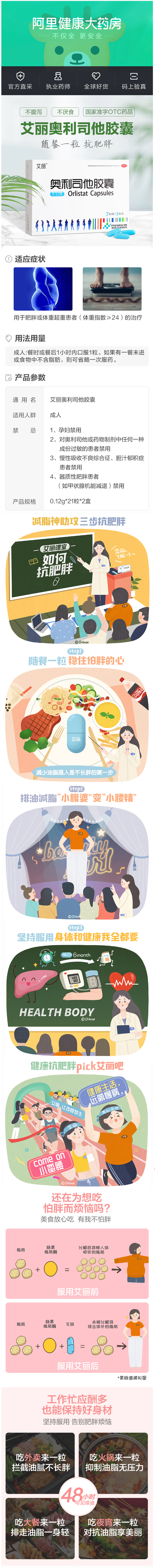 阿里药房 艾丽 奥利司他减脂排油胶囊 42粒 图2