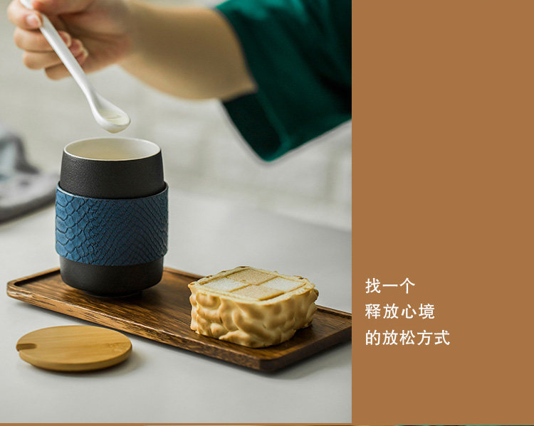 拾壹物 马克杯带盖勺杯子陶瓷咖啡杯 图9