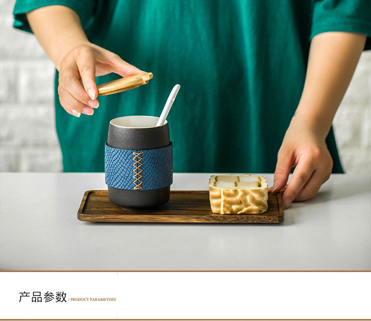 拾壹物 马克杯带盖勺杯子陶瓷咖啡杯 图2