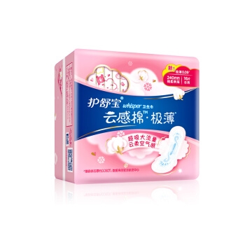 whisper 护舒宝 云感棉超净棉日用卫生巾 240mm*16片 *8件 图3