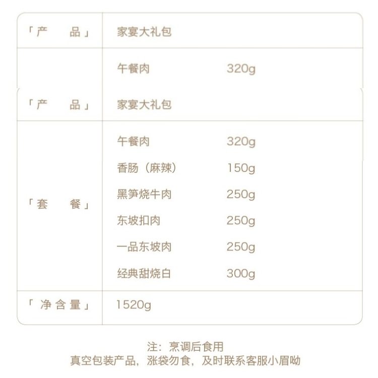 眉州东坡 酒楼半成品菜年货大礼包 1770g 图5