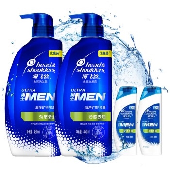 Head & Shoulders 海飞丝 男士劲感去油洗发露（450ml*2+80ml*2） *2件 图1