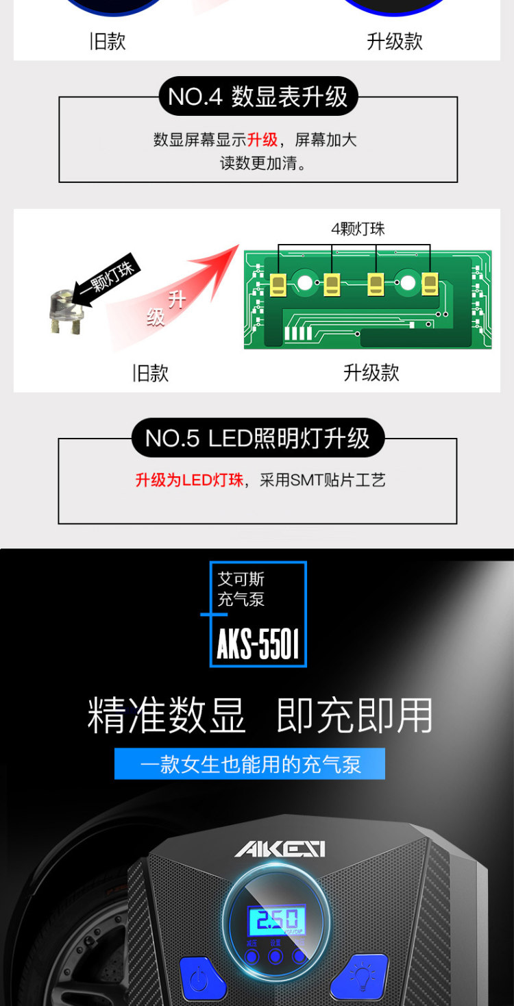 艾可斯 多功能车载充气泵 过年出行必备 图3
