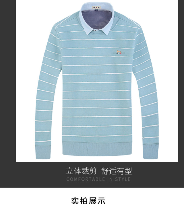 雅鹿 加绒长袖衬衫男假两件休闲衬衫 图9