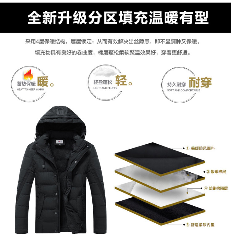 雅鹿 休闲保暖棉服 可拆卸连帽 图6