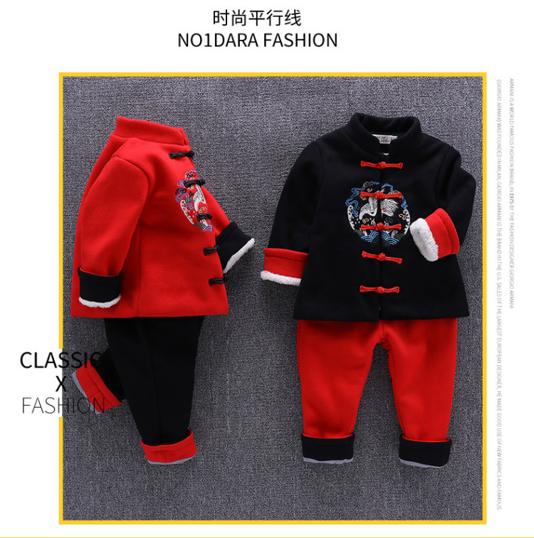 儿童唐装冬装拜年服套装 图7