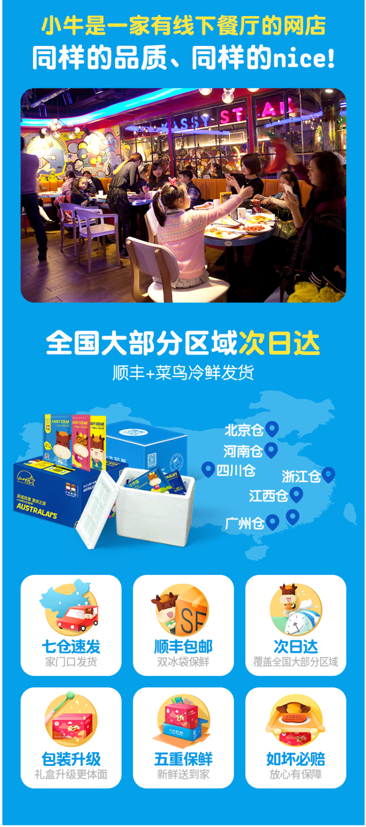 小牛凯西 澳洲进口 原切板腱+西冷牛排套餐 100g*4片 图1
