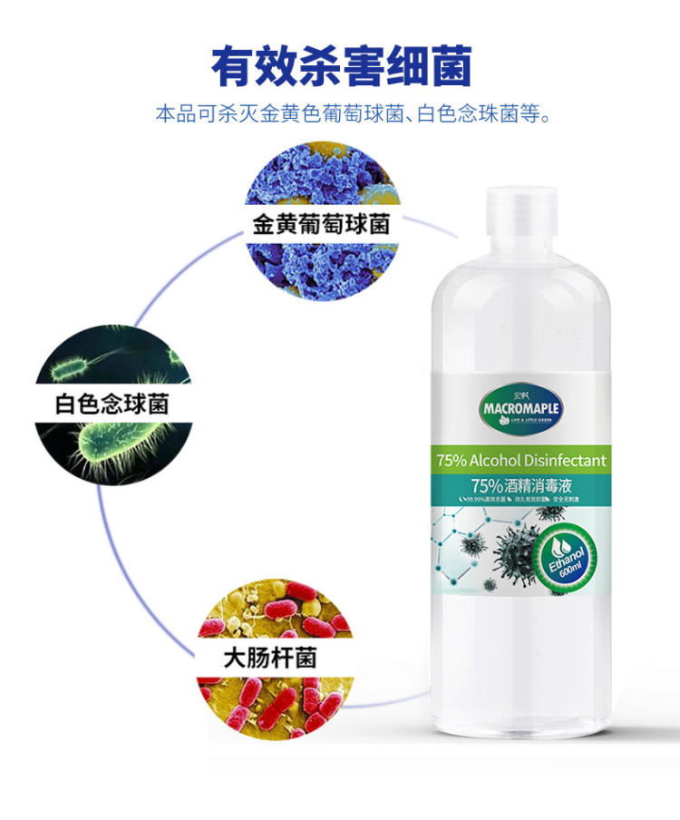 75%酒精消毒液 600ml*2瓶 图4