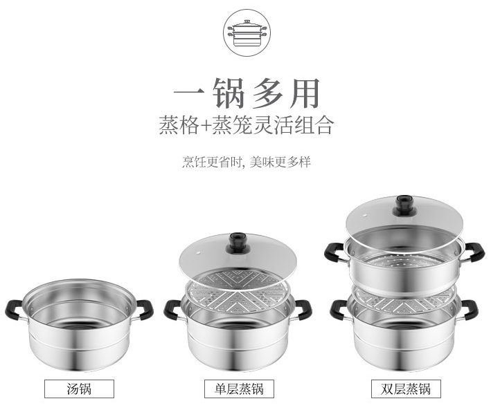 美的 2层不锈钢蒸锅 加厚锅底 燃电通用 图2