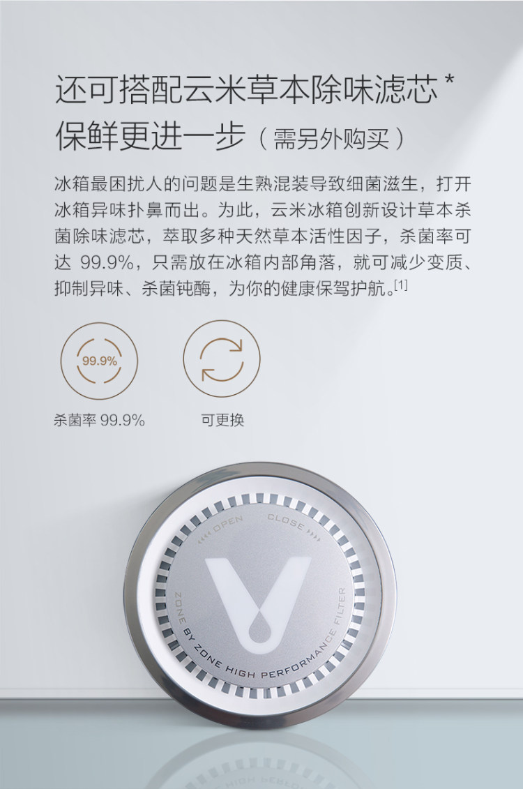 小米生态链 云米 双开门智能冰箱 456L 草本除味 APP控温 图8