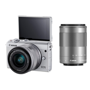 Canon 佳能 EOS M100 双镜头无反套机（15-45mm+55-200mm）白色 图2