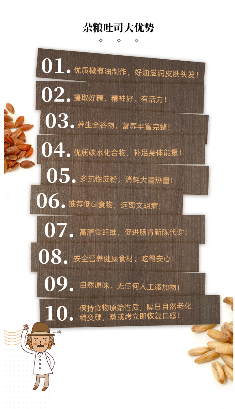 米其林星级肯定 马可先生 全麦无蔗糖无油厚切吐司面包 500g 图5