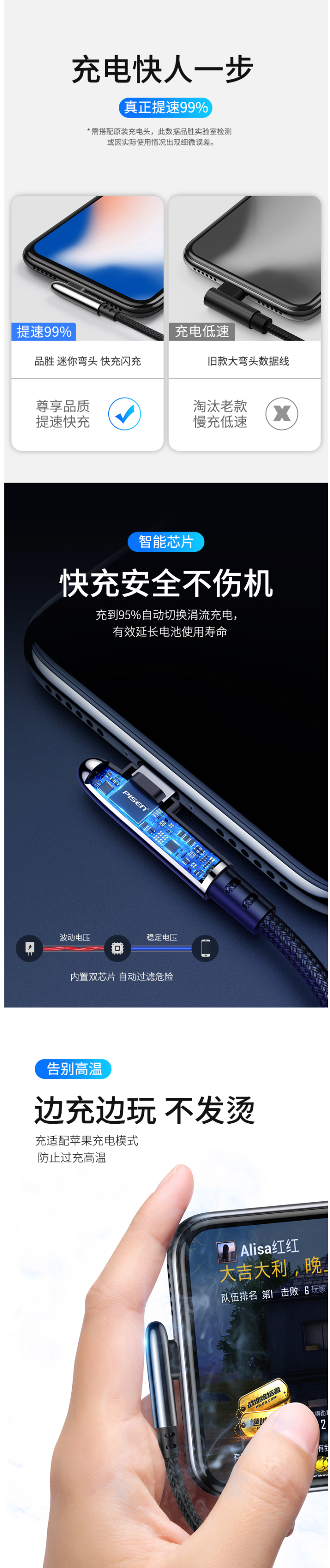 品胜 iPhone Lighting口 弯头数据线 1.2m长 图7