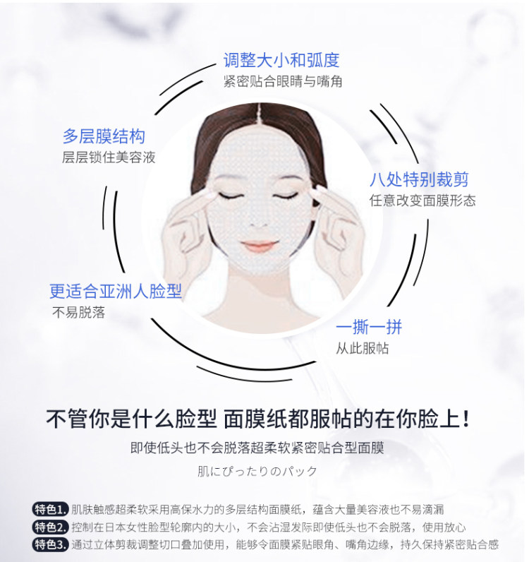 mandom 曼丹 婴儿肌补水面膜套装 粉/蓝/橙盒 5片*3盒 图7